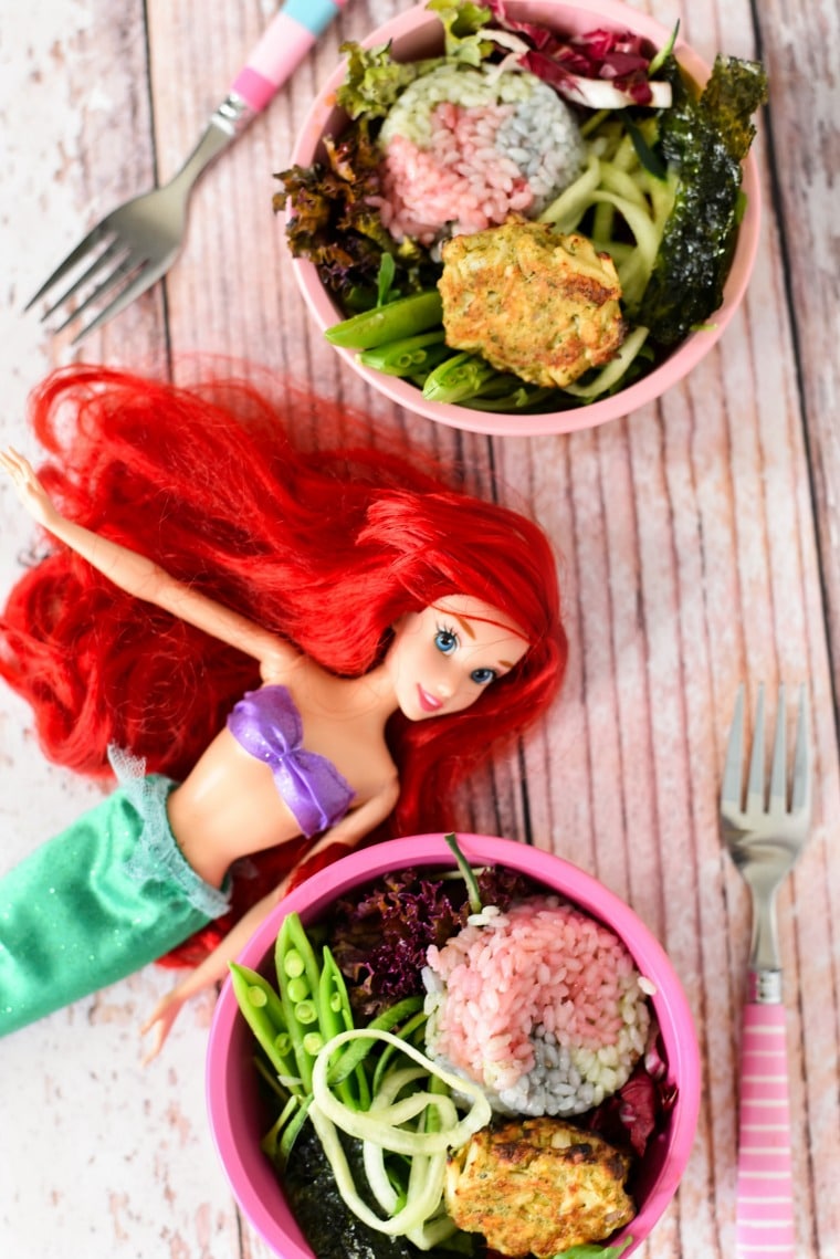 Ariel Doll with Bowls of Mermaid Food 