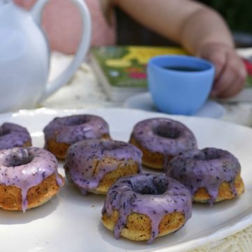 Chamomile Donuts with Blueberry Glaze