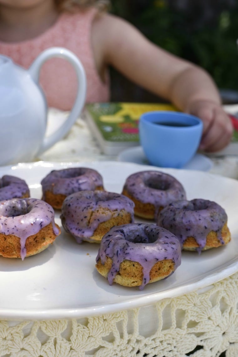 Chamomile Donuts with Blueberry Glaze