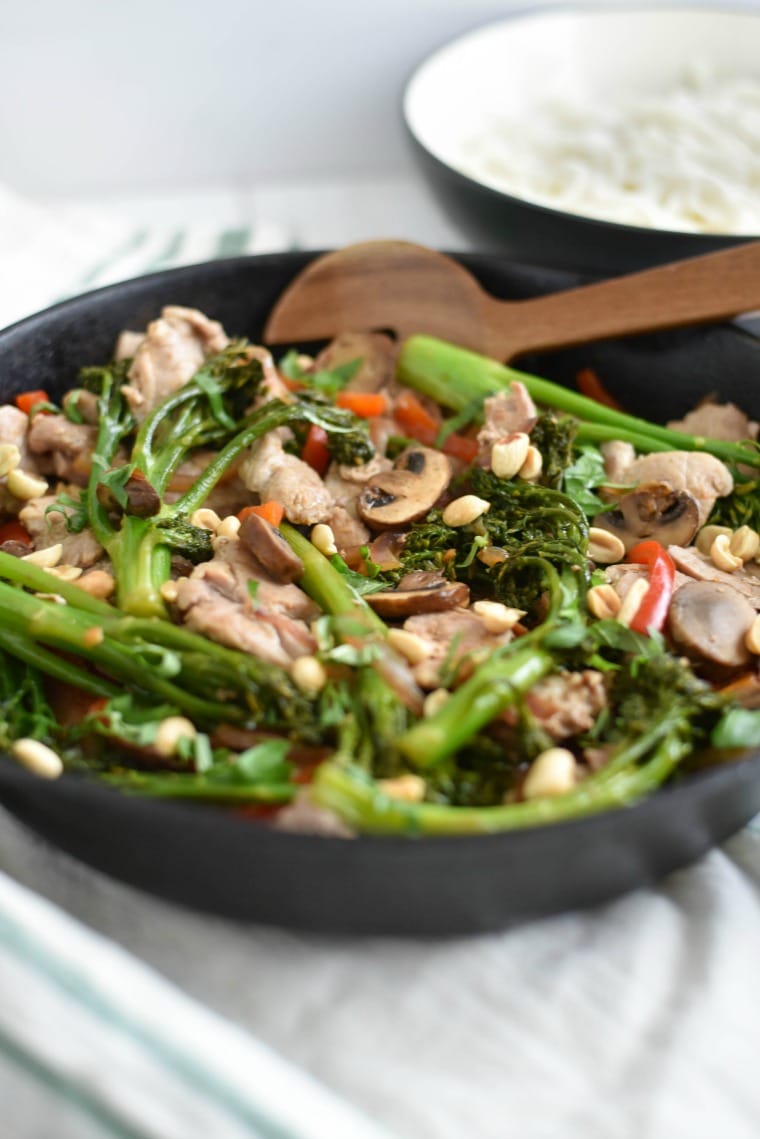 Broccolini cast iron skillet stir fry 