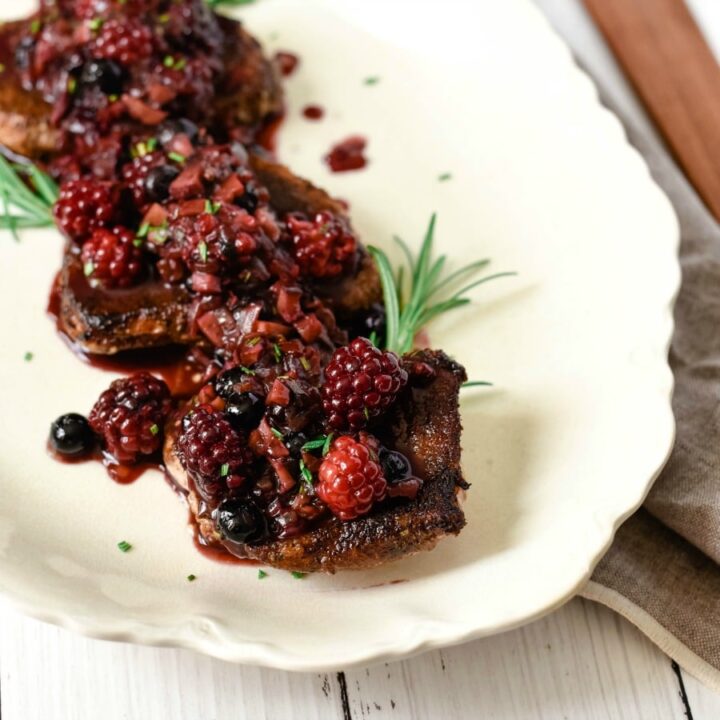 Cocoa Spiced Pork Chops with Berry Compote