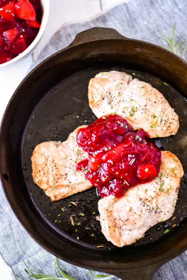 Skillet Pork Chops with Cranberry Sauce