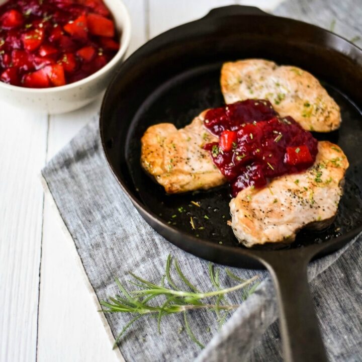 Apple Cranberry Sauce with Rosemary Pork Chops
