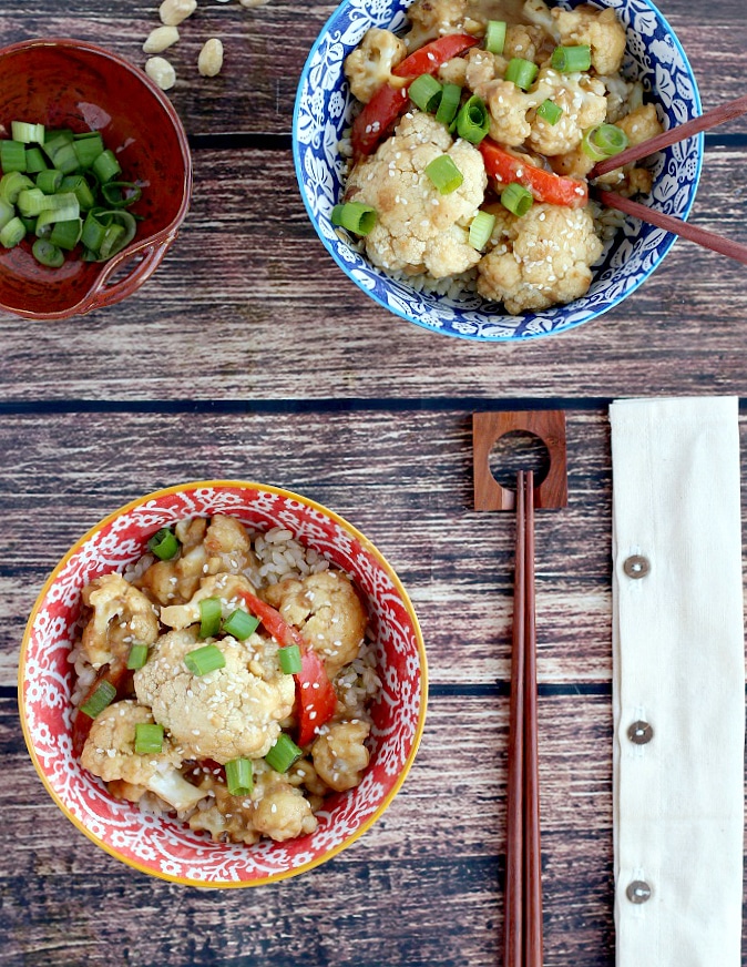 sesame peanut caulofwer in bowls