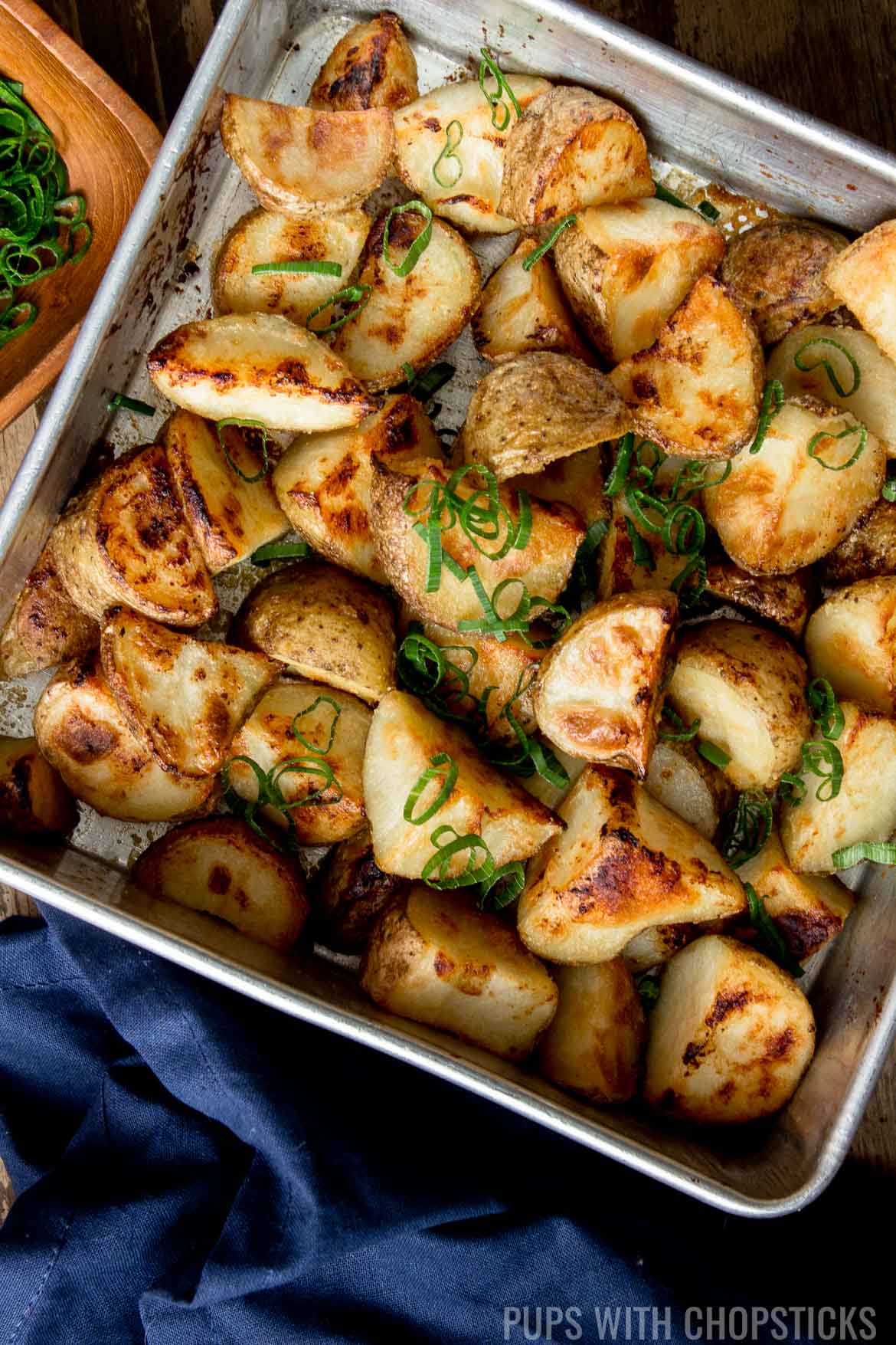 roasted potatoes recipe on tray