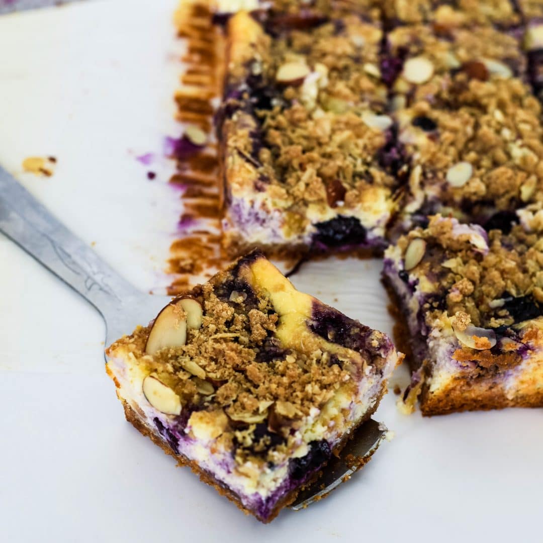 Lavender and Blueberry Cheesecake Bars