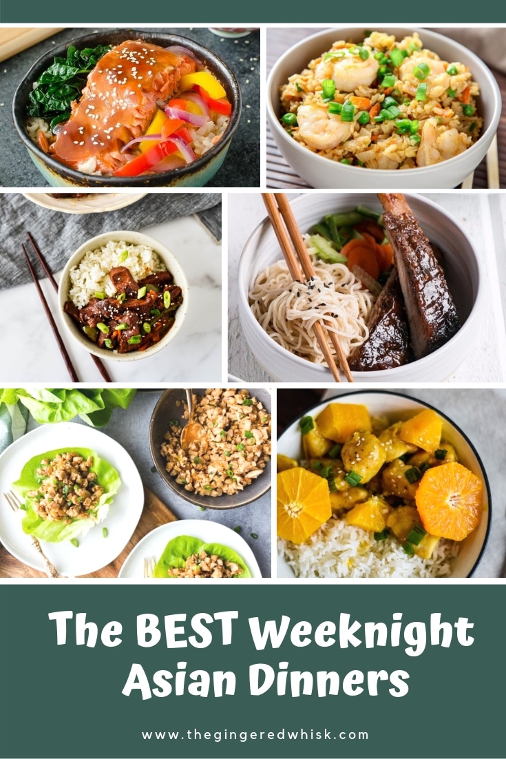collage of weeknight asian meals