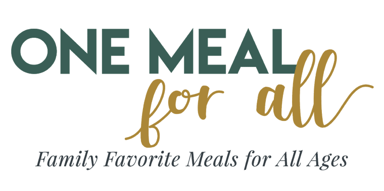 text reading "one meal for all: family favorite meals for all ages"