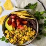 Migas Breakfast Bowl with tortilla chips