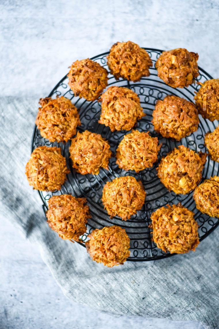 mexican coconut candies on a wire cooling rack