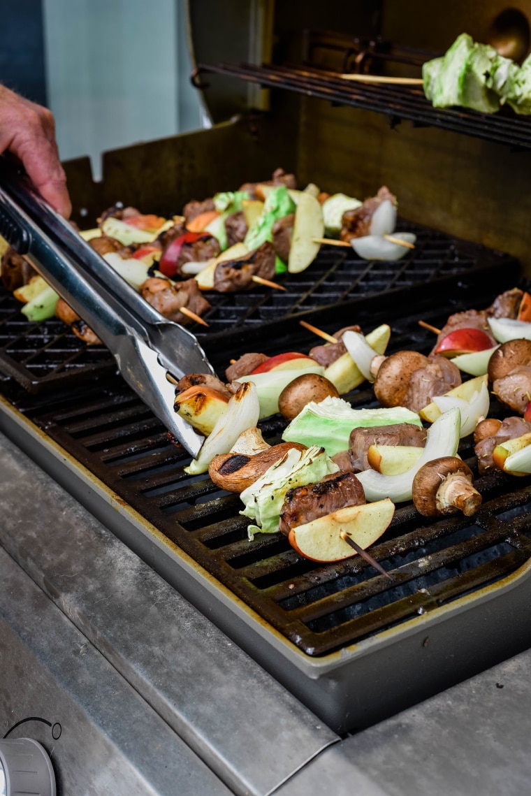 lamb kebabs on the grill