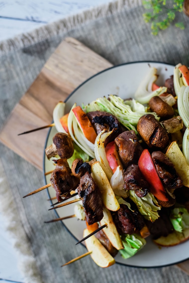 icelandic lamb skewers on platter