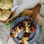 viking lamb skewers with bread and dip