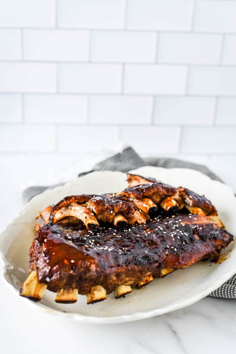 asian sticky ribs on white background