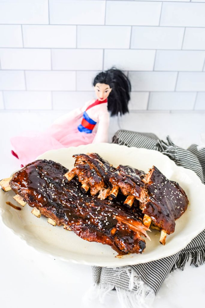 ribs on platter with princess doll