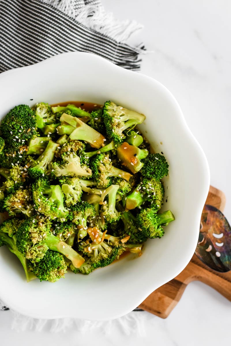 chinese broccoli in white bowl