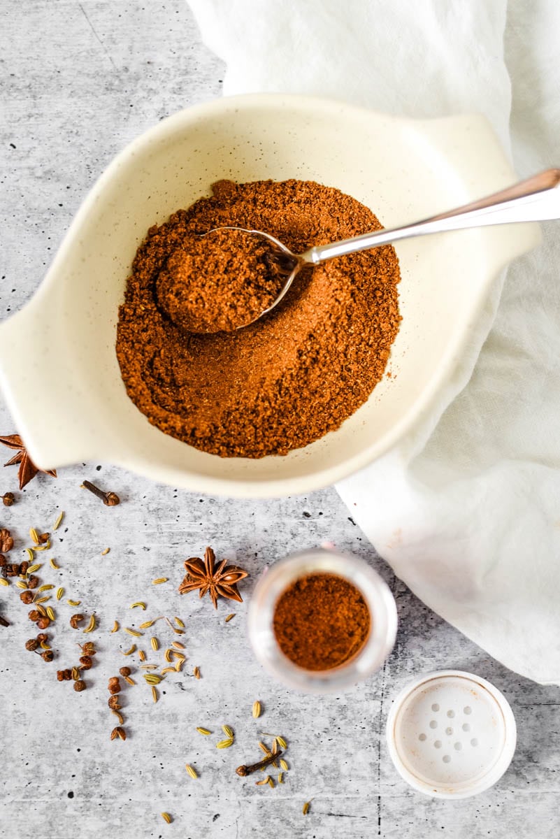 homemade chinese five spice powder in bowl