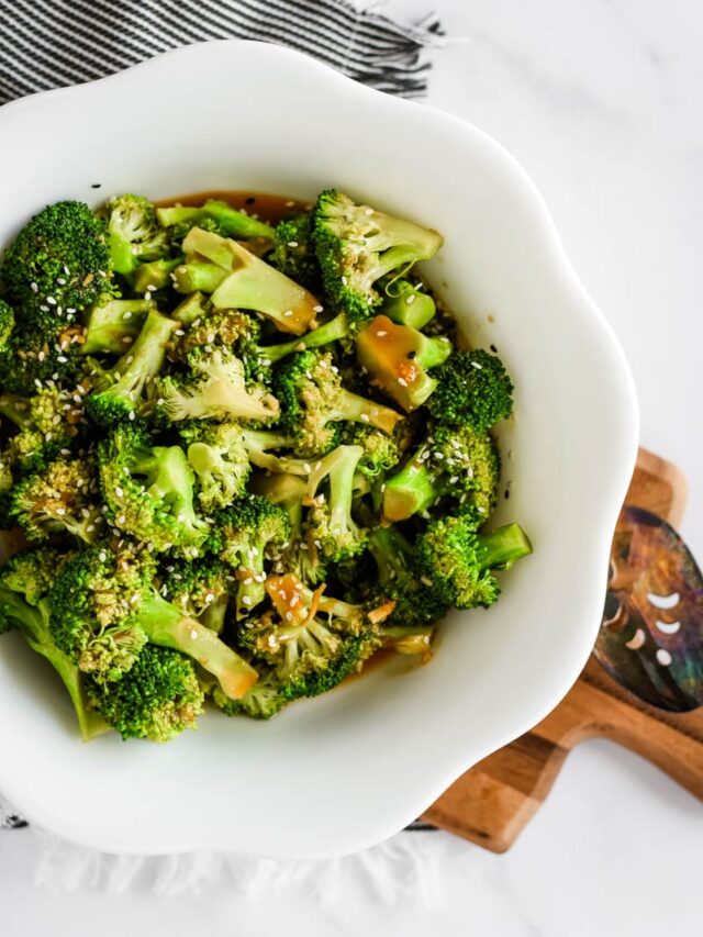 chinese broccoli in white bowl