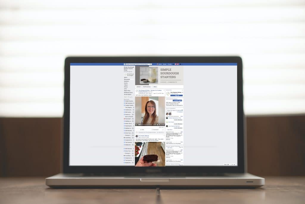desktop computer showing Facebook page with sourdough group