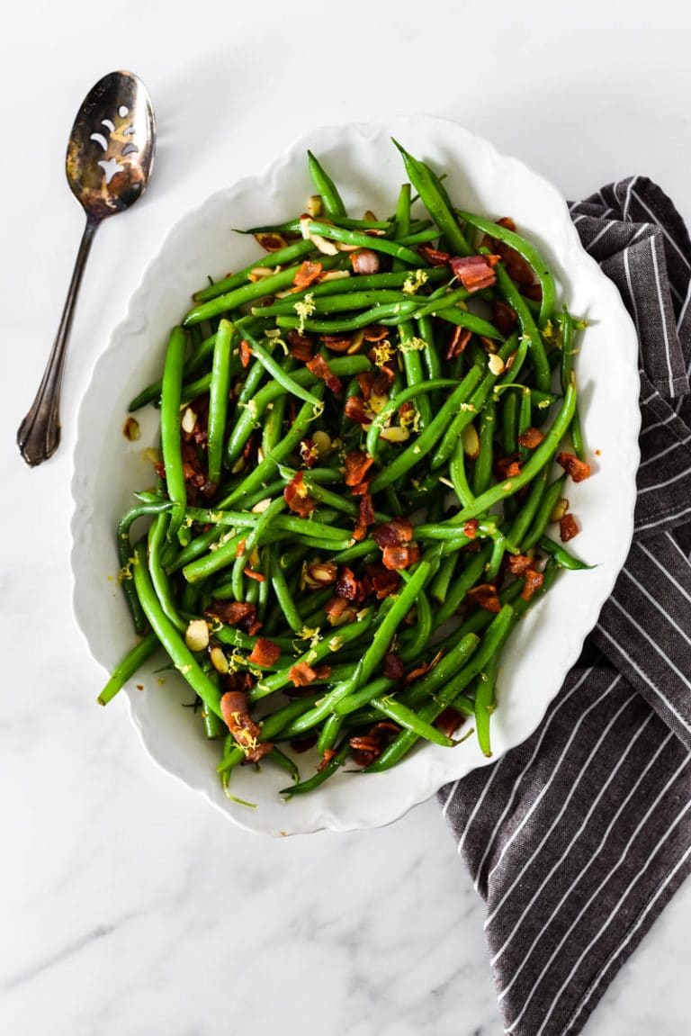 Green Beans Almondine with Bacon The Gingered Whisk