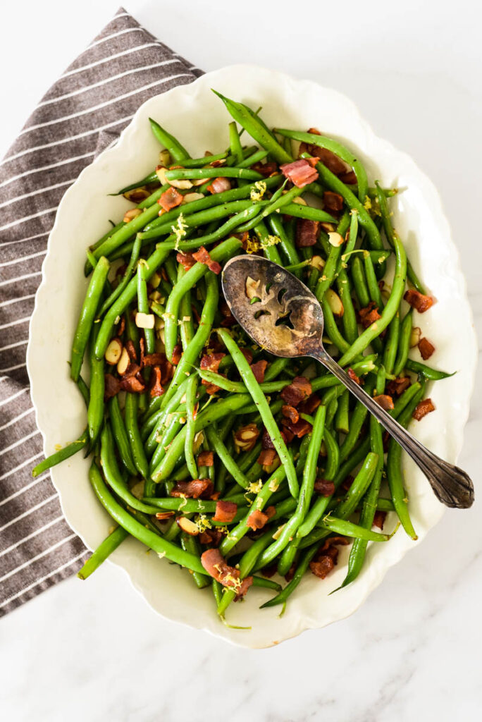 Green Beans Almondine with Bacon The Gingered Whisk