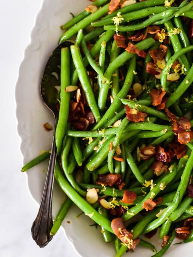 Classic French Green Beans Almondine with Bacon