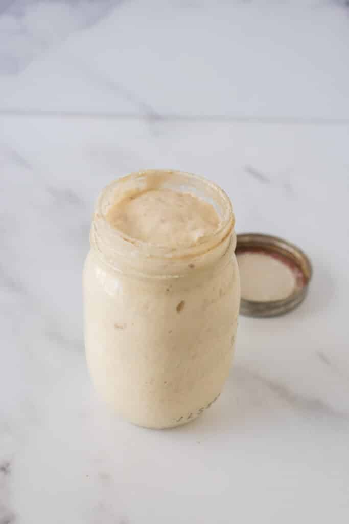 mason jar with active sourdough starter