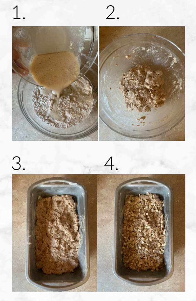 collage showing steps to make homemade wheaten bread