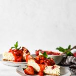 slice of cheesecake with strawberry topping