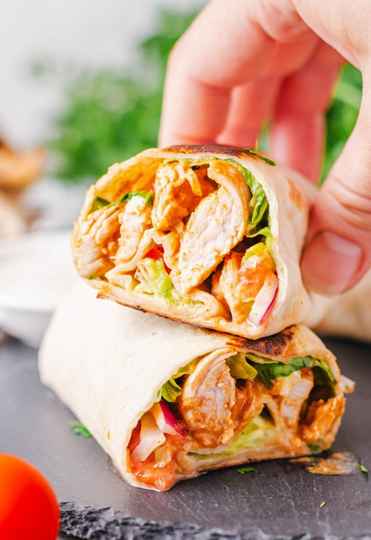 Buffalo Chicken Wrap Recipe - The Gingered Whisk