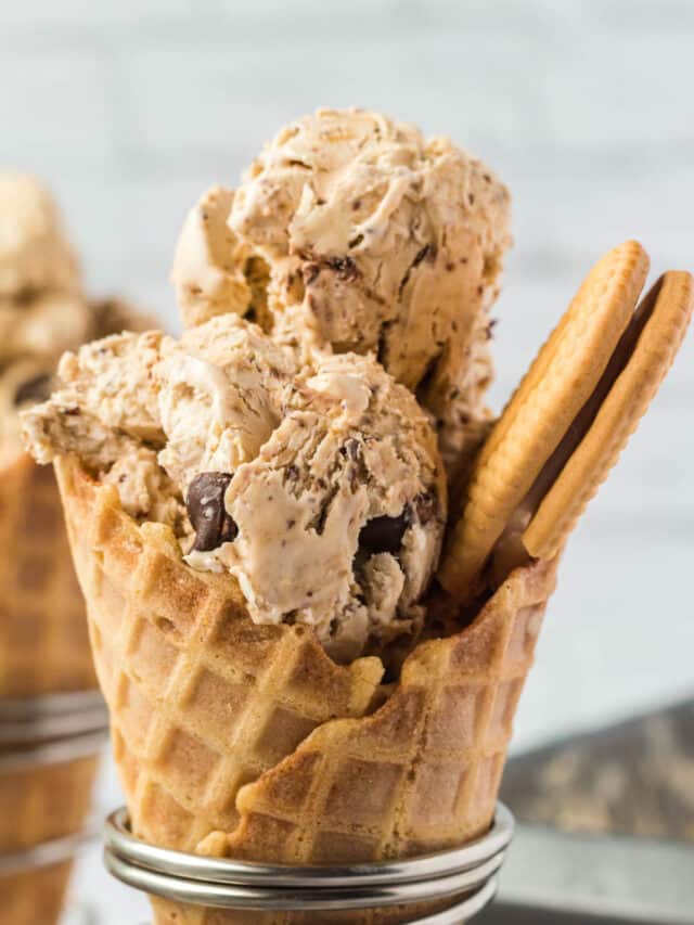 tiramisu ice cream in waffle cone