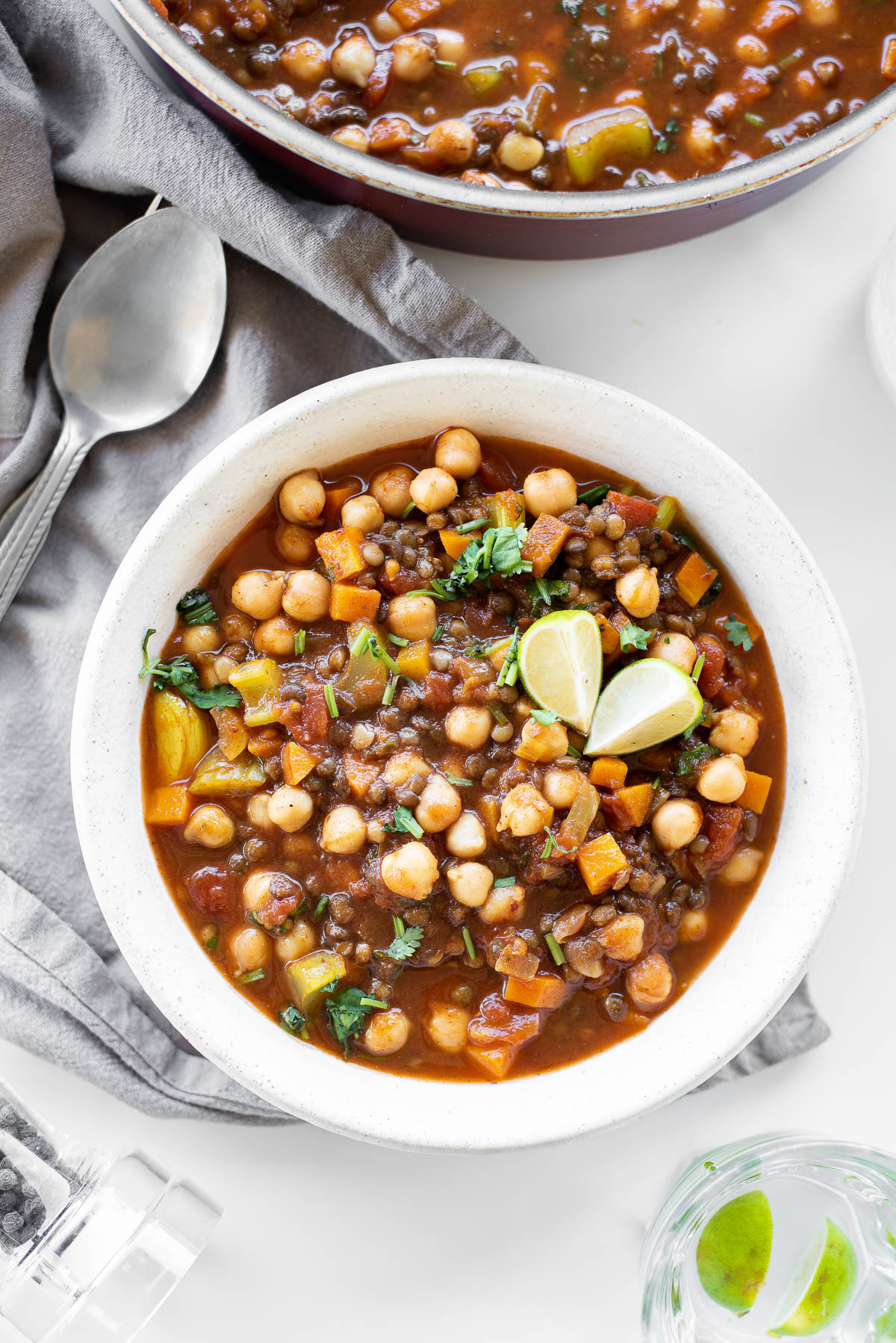Moroccan Lentil Soup with Chickpeas