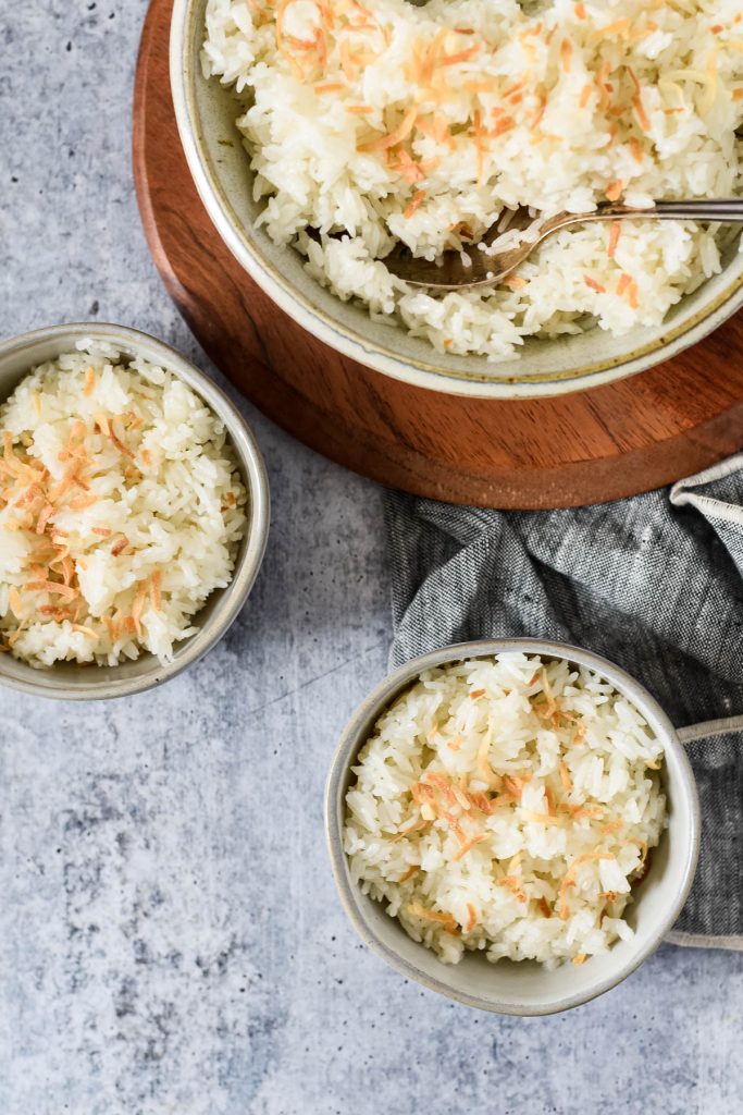 coconut rice in bowls