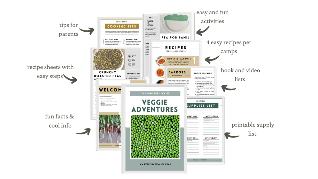 showing pages inside veggie camp book