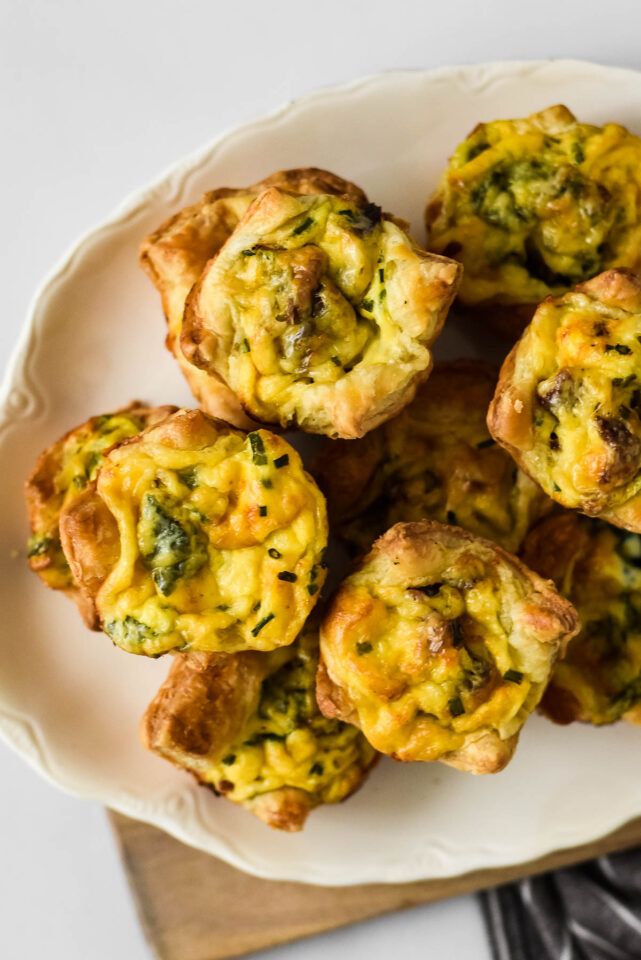 Mini Puff Pastry Quiche with Bacon and Spinach - The Gingered Whisk