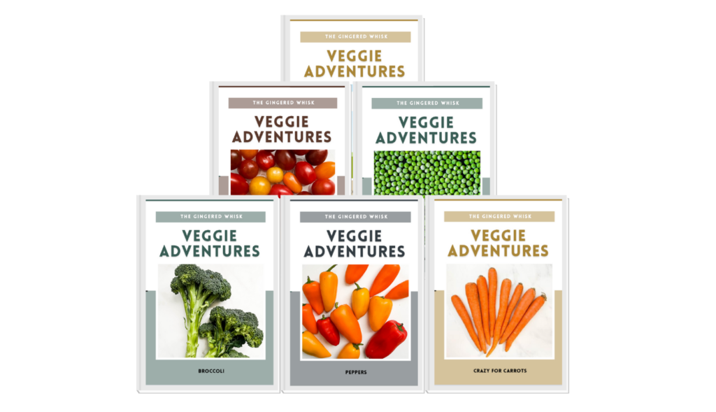 images of all 6 veggies adventure camp workbooks