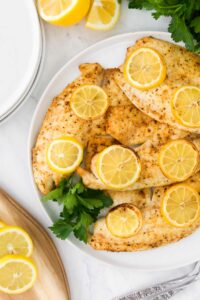 lemon pepper tilapia on serving platter