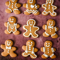 gingerbread men lined up in a 3 rows of 3