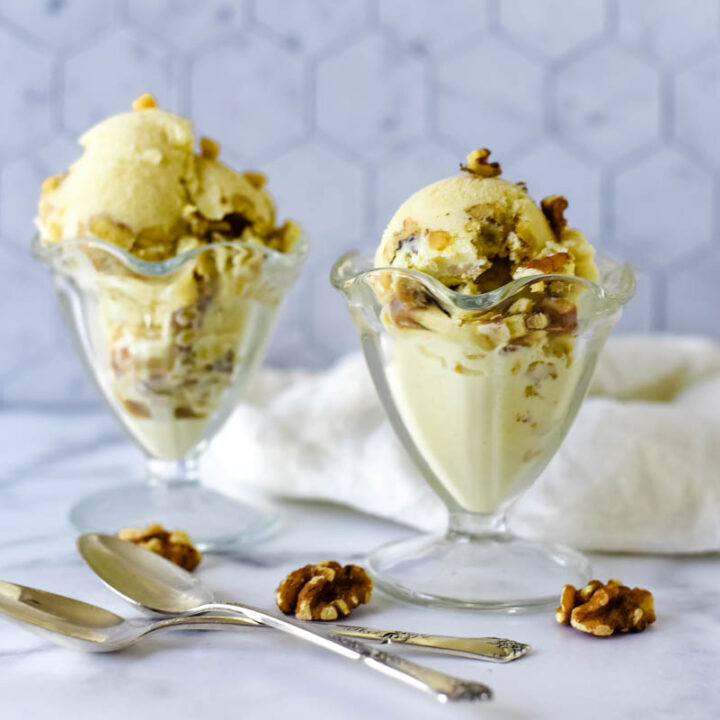 two bowls of maple walnut ice cream