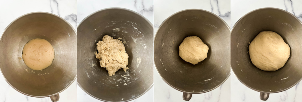 mixing dough for breakfast rolls