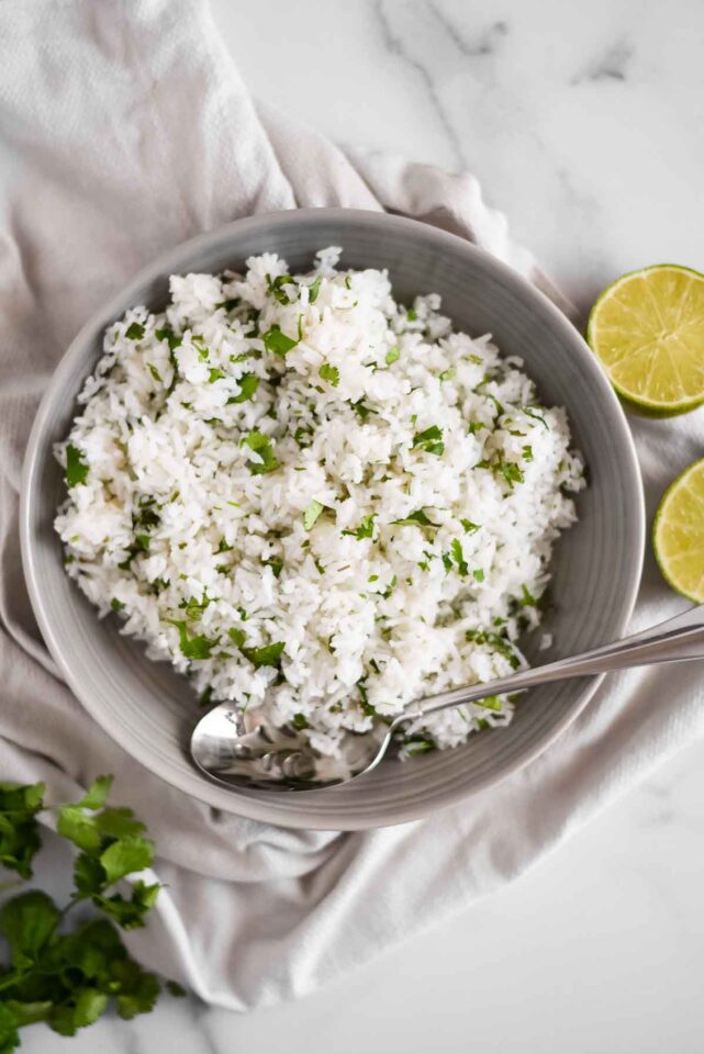 Rice Cooker Cilantro Lime Rice The Gingered Whisk