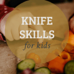 child cutting vegetables with paring knife