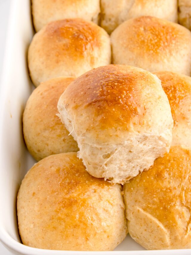 soft sourdough dinner rolls in white pan