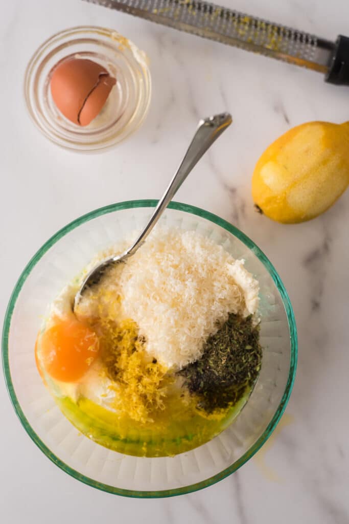 ingredients for baked ricotta in bowl