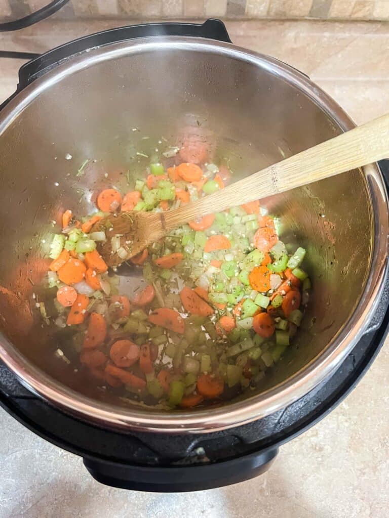 veggies sautéing in instant pot