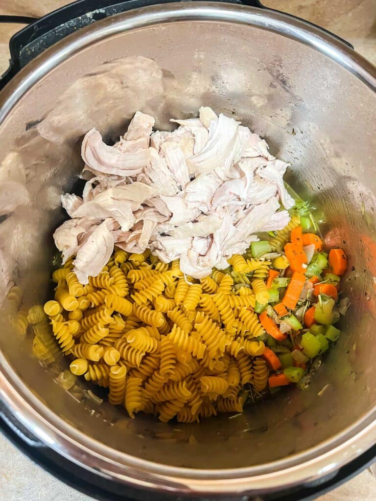 ingredients added to instant pot for turkey soup