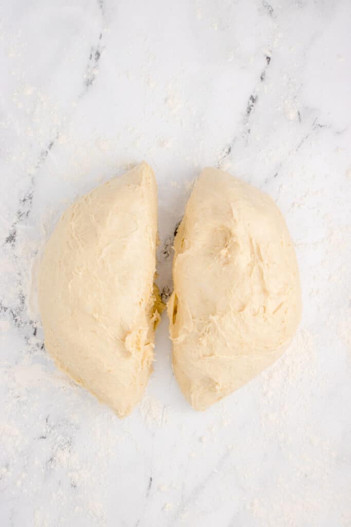 dough divided in half