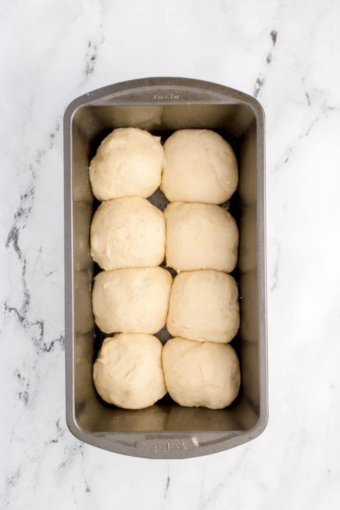 dough balls in pan