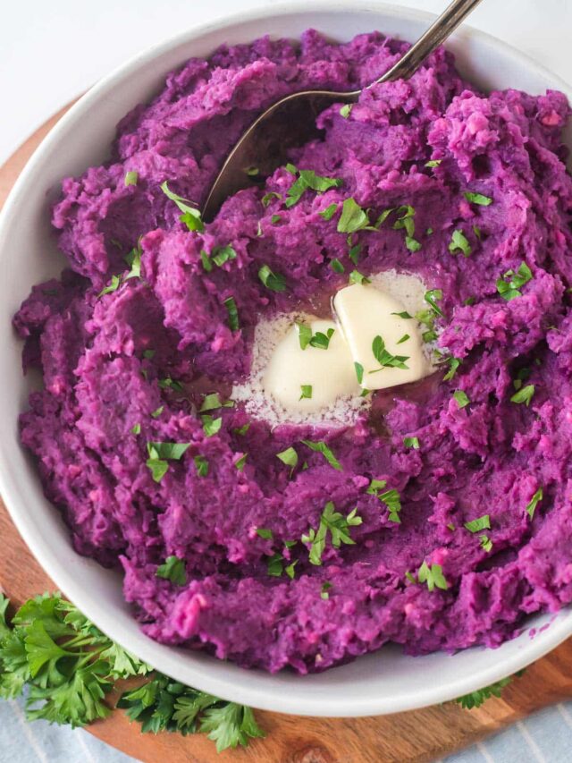 Vibrant Easter Side: Purple Sweet Potato Mash with Garlic Butter!