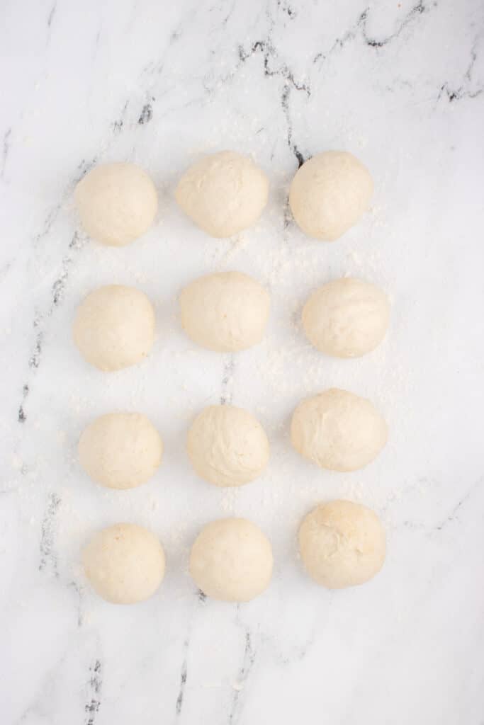 dough divided into 12 balls